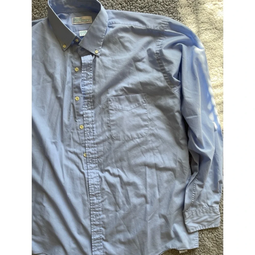 Arrow Criterion Men’s 16.5 Light Blue Long Sleeve Button Down Dress Shirt. - Picture 5 of 8